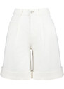 Trendyol Beige Stitch Detail High Waist Denim Shorts & Bermuda