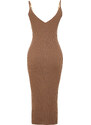 Trendyol Mink Midi Knitwear Metal Accessory Detailed Knitwear Dress