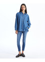 LC Waikiki Women's Straight Long Sleeve Oversized Jean Shirt