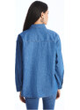 LC Waikiki Women's Straight Long Sleeve Oversized Jean Shirt