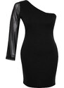 Trendyol Curve Black Single Sleeve Mini Knitted Dress