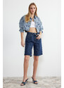 Trendyol Blue High Waist Denim Shorts & Bermuda