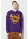 Vlněný svetr Human Made Low Gauge Knit Sweater pánský, fialová barva, HM27CS038