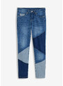 bonprix Skinny džíny s trojúhelníkovými vsadkami, zkrácené Modrá