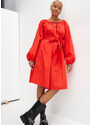bonprix Halenkové šaty s mašlí Červená