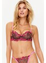 Trendyol Fuchsia Floral Embroidery Capless Knitted Lingerie Set