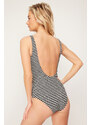 Trendyol Black-White Striped Square Collar Textured Regular Swimsuit with Accessories