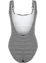 Trendyol Black-White Striped Square Collar Textured Regular Swimsuit with Accessories