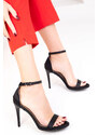 Soho Women's Black Satin Classic Heeled Shoes 18781