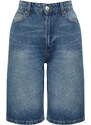 Trendyol Blue High Waist Denim Shorts & Bermuda