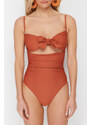 Trendyol Tile Strapless Cut Out/Windowed Hipster Swimsuit