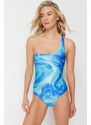 Trendyol Abstract Patterned Single Shoulder Regular Swimsuit