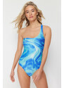 Trendyol Abstract Patterned Single Shoulder Regular Swimsuit