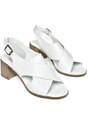 Fox Shoes P555450503 White Genuine Leather Women's Thick Heeled Shoes