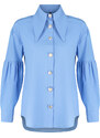 Trendyol Blue Baby Collar Accessory Cotton Woven Shirt