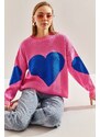 Bianco Lucci Women's Heart Printed Knitwear Sweater