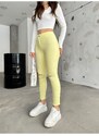 BİKELİFE Women's Yellow High Waist Lycra Ripped Detailed Leggings Trousers.