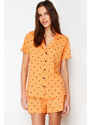 Trendyol Orange Multicolor 100% Cotton Polka Dot Knitted Pajamas Set