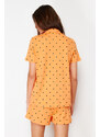 Trendyol Orange Multicolor 100% Cotton Polka Dot Knitted Pajamas Set