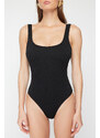 Trendyol Black Square Neck Regular Textured Swimsuit