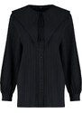 Trendyol Black Big Collar Crinkle Woven Shirt