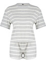 Trendyol Gray Striped Glitter Knitted Pajamas Set