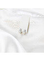 Elegantní stříbrné náušnice s perlou a třemi zirkony - Meucci SP93E