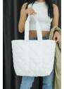 Madamra White Women's Quilted Pattern Puffy Bag