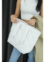 Madamra White Women's Quilted Pattern Puffy Bag