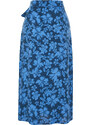 Trendyol Blue Floral Patterned Midi Woven Skirt