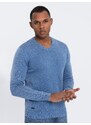 Ombre Men's wash sweater with v-neck - blue