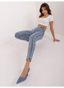 Fashionhunters Modré džíny slim fit s ozdobnými knoflíky
