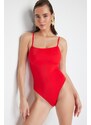 Trendyol Red Square Collar Regular Swimsuit