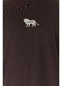 Trendyol Dark Brown Oversize Animal Embroidery Printed 100% Cotton T-Shirt