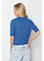 Trendyol Blue Crop Basic Knitwear T-Shirt