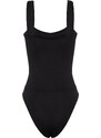 Trendyol Black Gathered and Thick Strap Fitted/Situated Elastic Snaps Knitted Bodysuit
