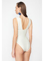 Trendyol Bridal Ecru V-Neck Textured Regular Swimsuit