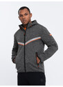 Ombre Clothing Pánská sportovní bunda s nastavitelnou kapucí a reflektorem - grafitová V1 OM-JANP-0139