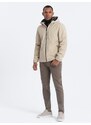 Ombre Men's SOFTSHELL jacket with fleece center - sand