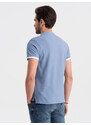 Ombre Clothing Pánská polokošile bez límečku - modrá V3 OM-TSCT-0156