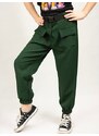 By Mini - butik Cargo kalhoty s kapsami a páskem smaragd