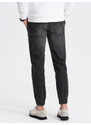 Ombre Clothing Pánské džínové kalhoty JOGGER s odřením - černé V2 OM-PADJ-0150