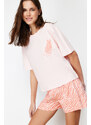 Trendyol Pink 100% Cotton Zebra Printed Knitted Pajamas Set