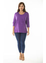 Şans Women's Plus Size Lilac Side Snaps Buttoned Sweatshirt