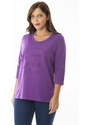 Şans Women's Plus Size Lilac Side Snaps Buttoned Sweatshirt