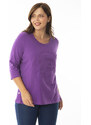 Şans Women's Plus Size Lilac Side Snaps Buttoned Sweatshirt