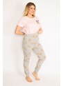 Şans Women's Plus Size Colorful Maternity Pants, Blouse and Pajamas Set