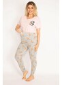 Şans Women's Plus Size Colorful Maternity Pants, Blouse and Pajamas Set