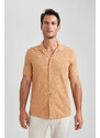 DEFACTO Modern Fit Resort Neck Crinkle Short Sleeve Shirt