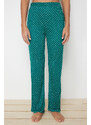 Trendyol Green Polka Dot Lace Detailed Viscose Knitted Pajamas Set